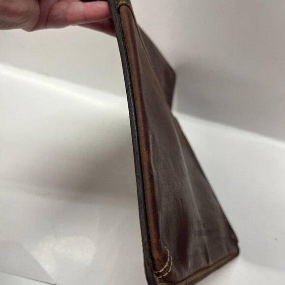 Distressed Fossil Leather Zipper Pouch Purse Wallet 54 Factory Machines 51248 - Picture 11 of 11